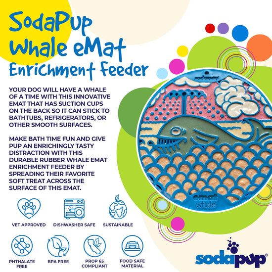 SodaPup Dog Toys - Whale Design eMat Enrichment Lick Mat With Suction Cups Image
