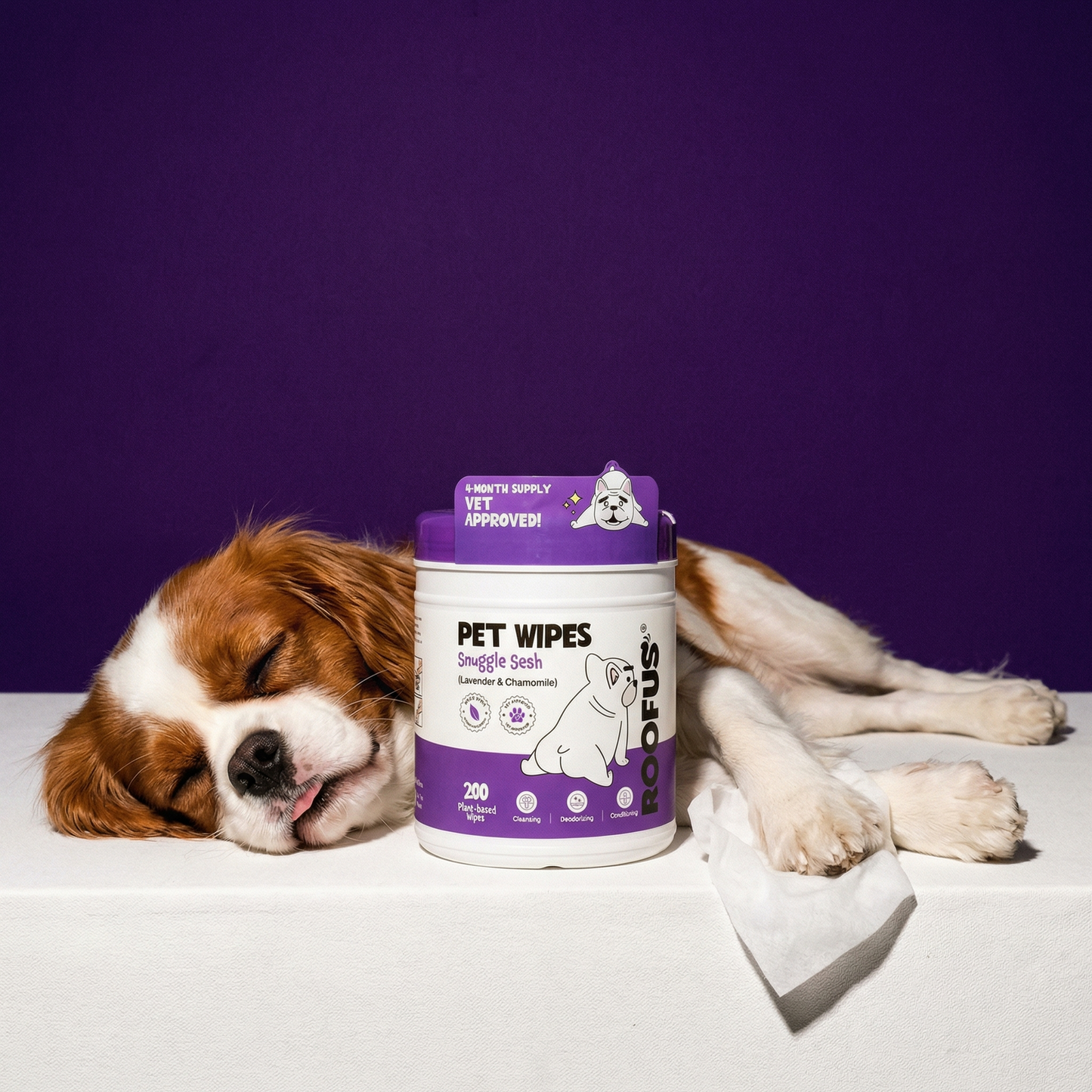 Roofus - Calming Pet Wipes | Snuggle Sesh | 200 XL Wipes Image