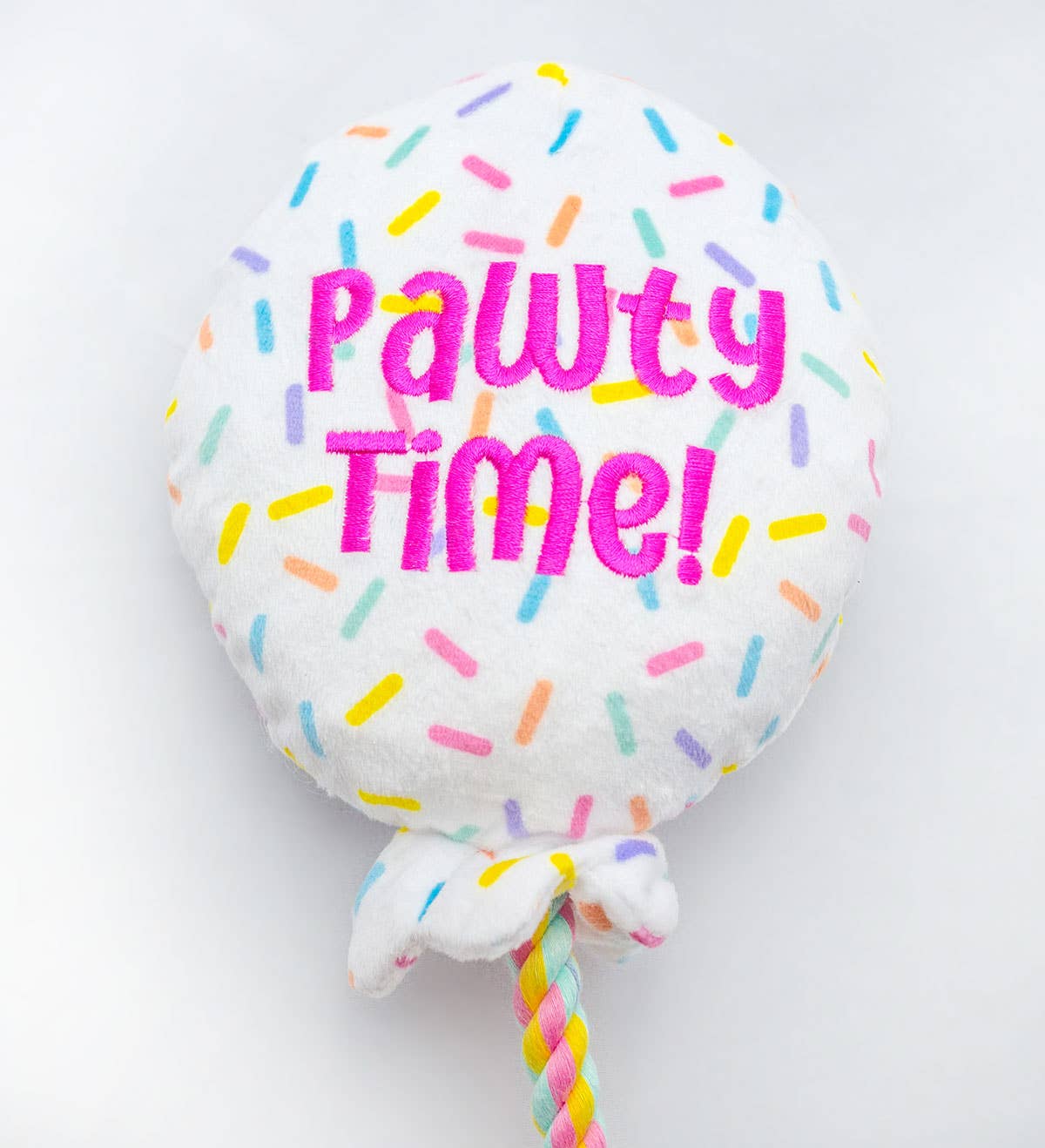 ThoozyPet Birthday Balloon Plush Dog Toy with Rope 7" Image