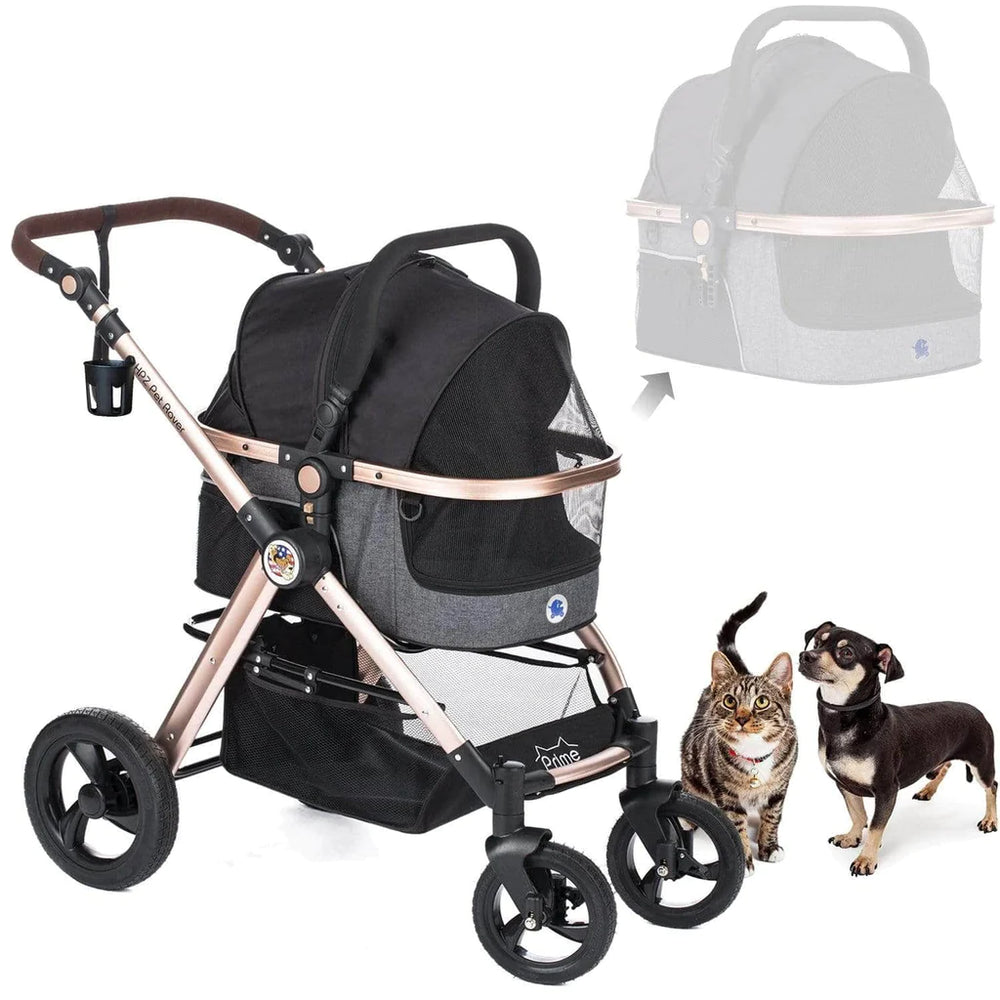 HPZ™ PET ROVER PRIME Luxury 3-In-1 Stroller For Small/Medium Dogs and Cats Black Image