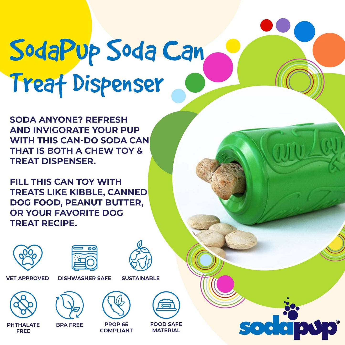 SodaPup Dog Toys - SP Can Toy - Chew Toy - Treat Dispenser-Multiple size/color Image