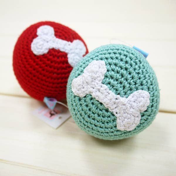 Dogo Pet - Crochet Toy - Bone Ball Blue Image
