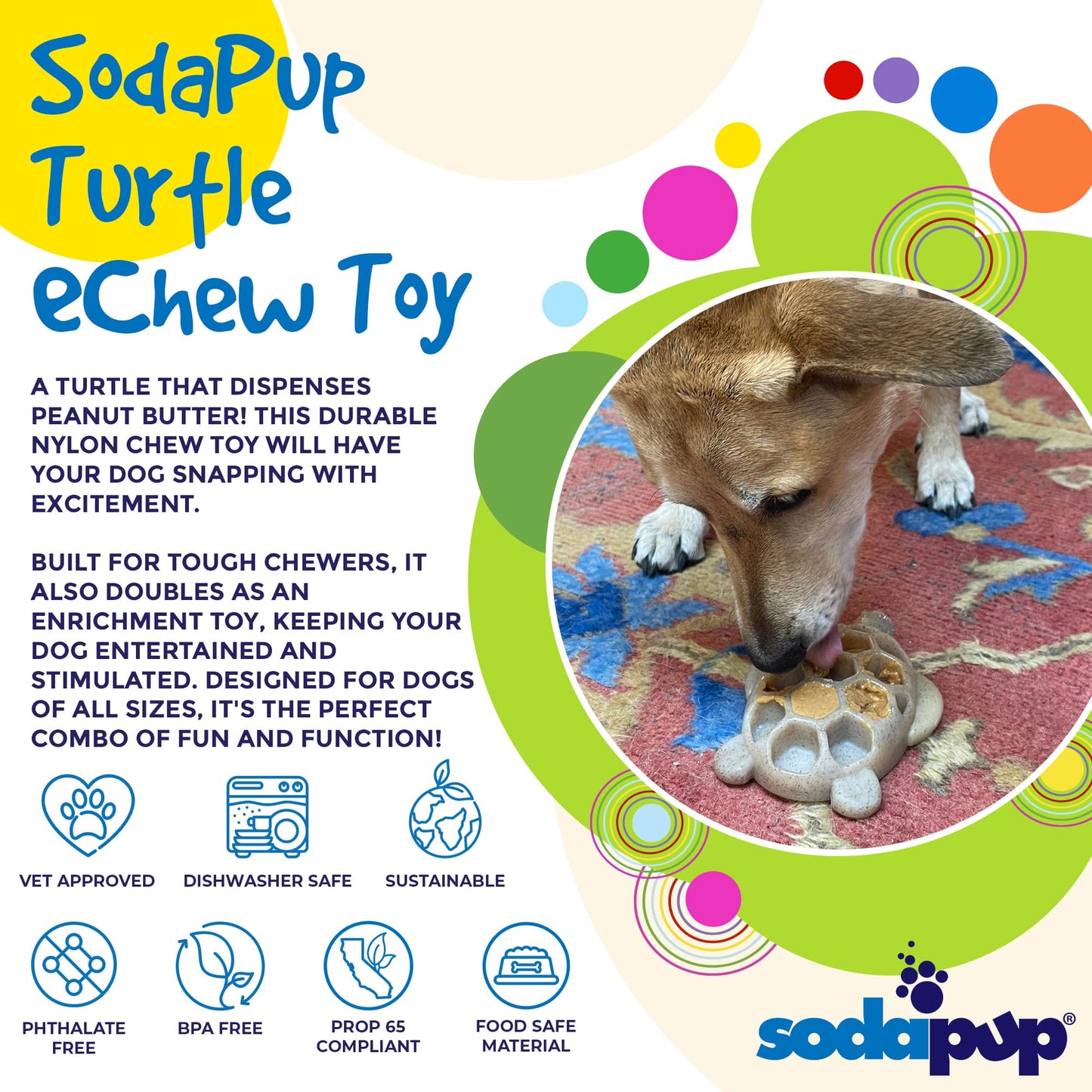 SodaPup Dog Toys - Turtle Durable Nylon Chew and Enrichment Toy Image