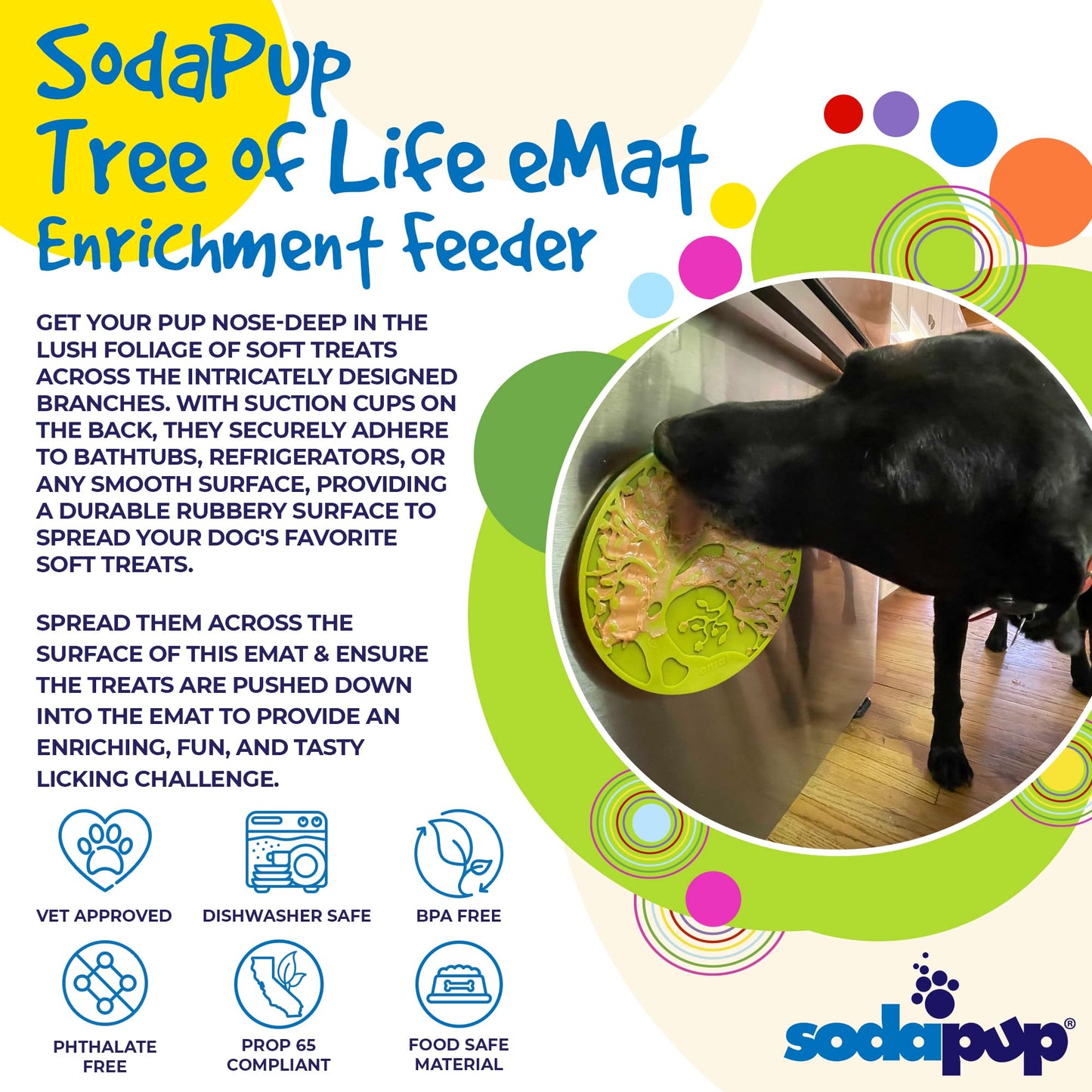 SodaPup Dog Toys - Tree of Life eMat Enrichment Lick Mat With Suction Cups Image