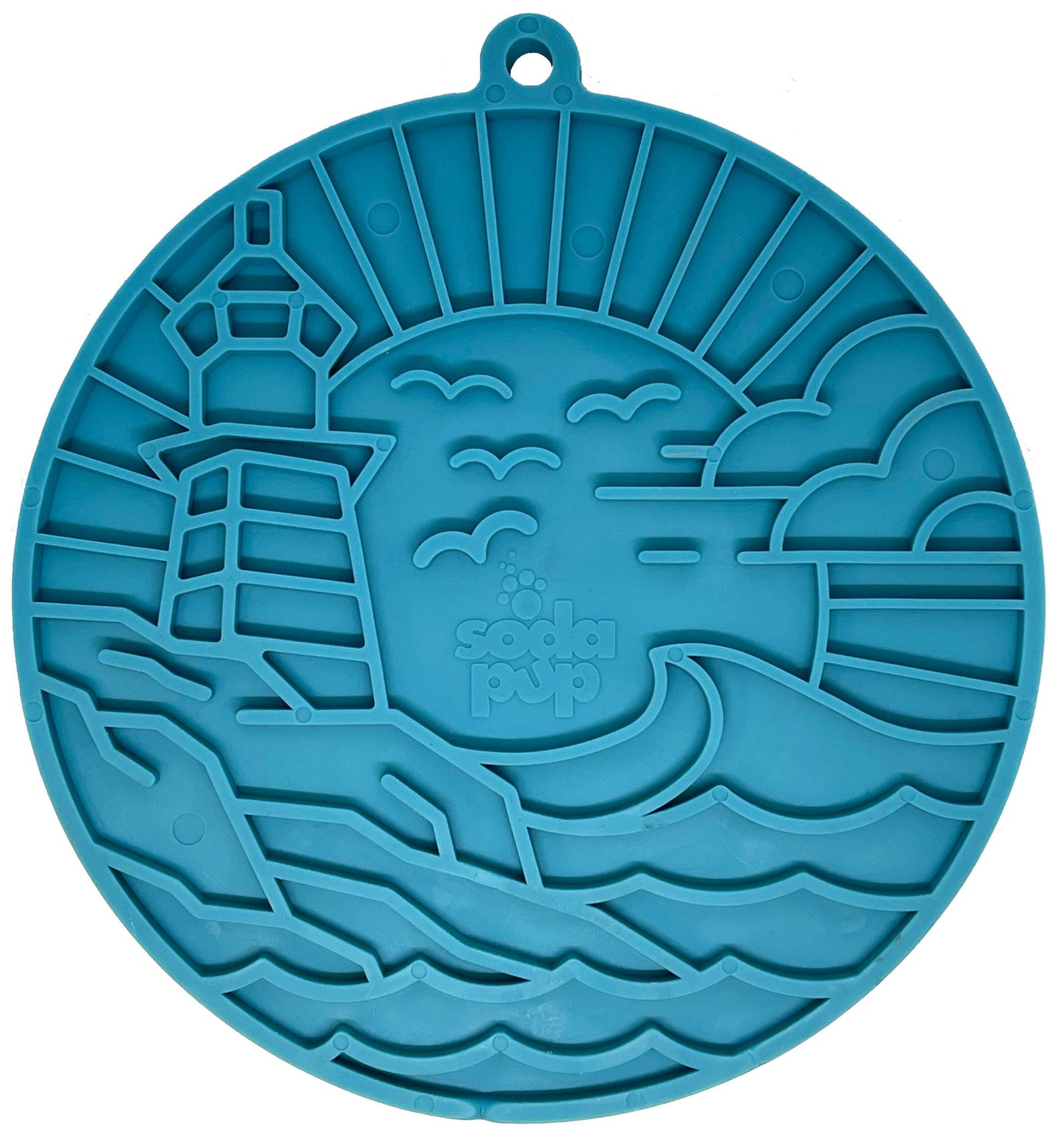 SodaPup Dog Toys - Lighthouse eMat Enrichment Lick Mat With Suction Cups sea foam blue Image