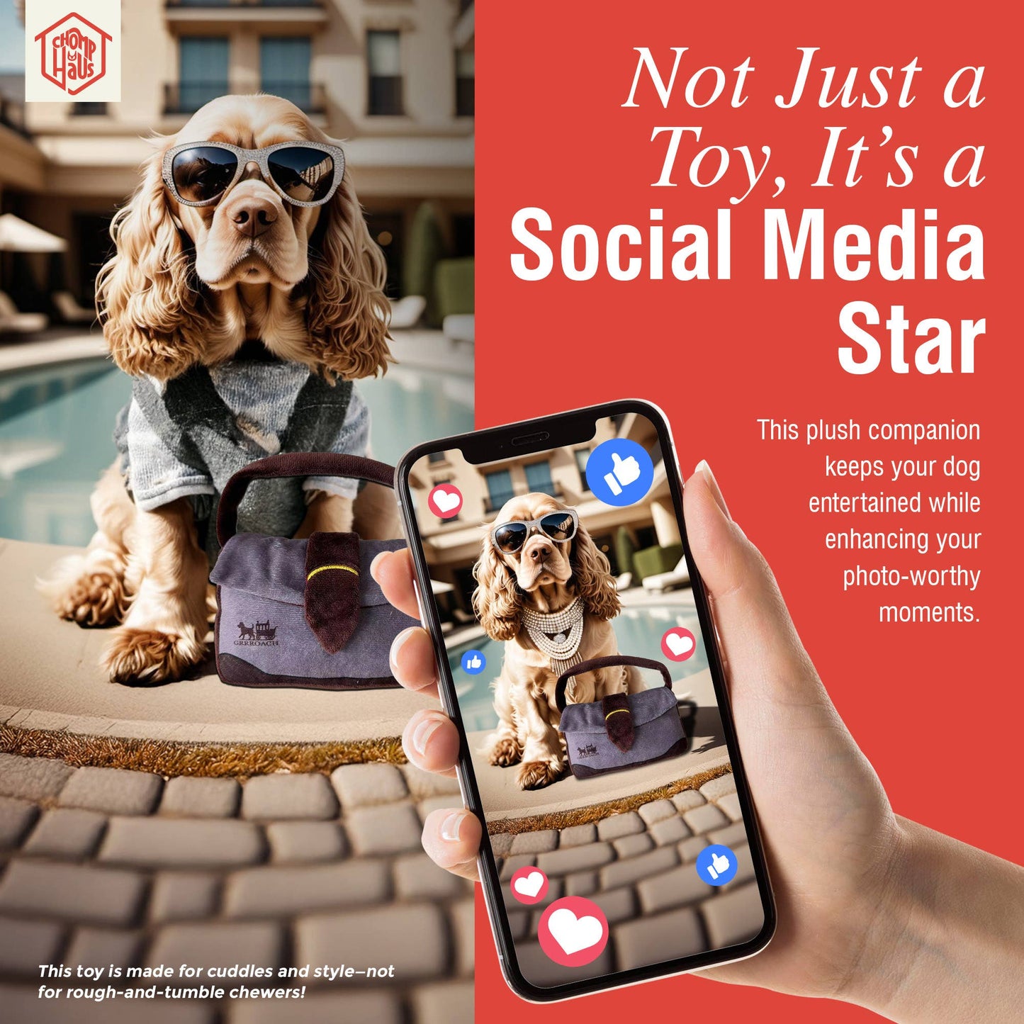 Chomp Haus - Grrroach Handbag – Plush Squeaky Designer Dog Toy Image