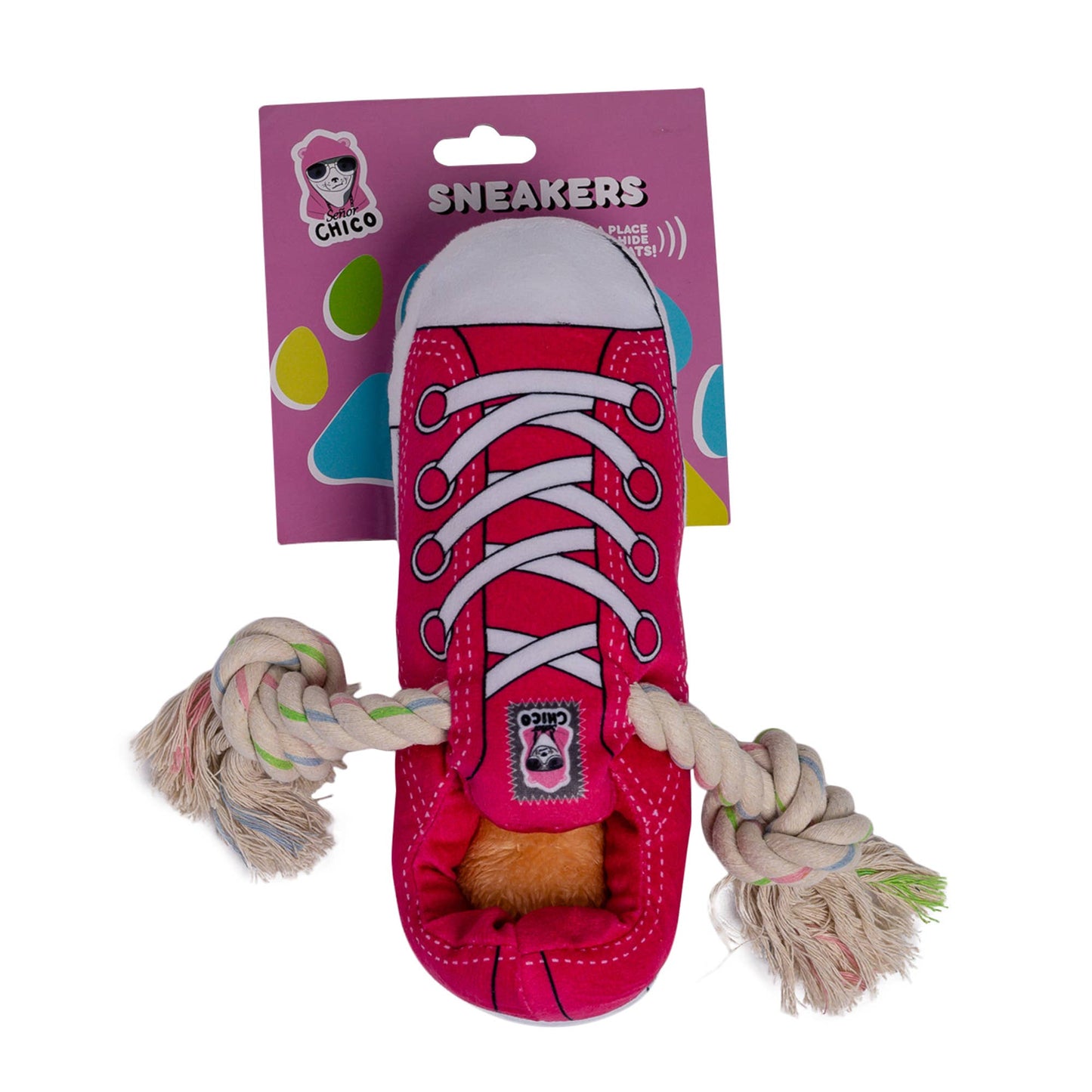 Squeaking Comfort Plush Sneaker Dog Toy - Pink  Image