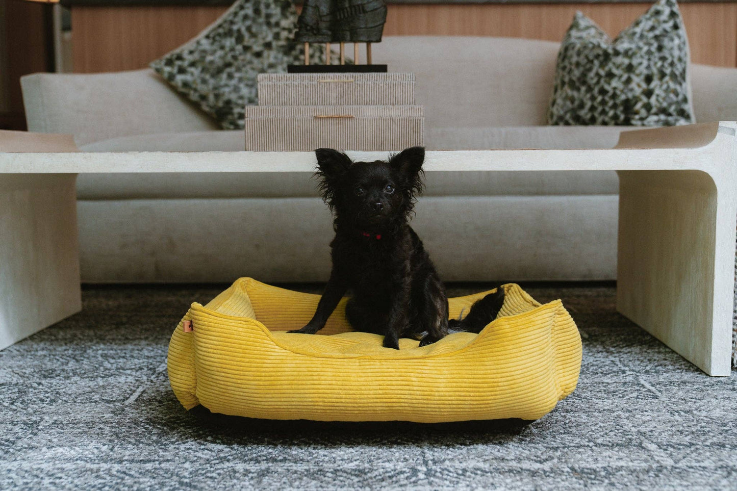 Chester & Lee - Fancy Corduroy Sleeper Dog Bed Sunny Yellow Image