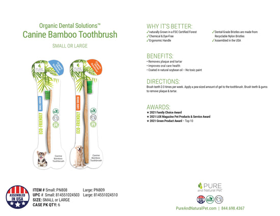 Pure and Natural Pet - Organic Dental Bamboo Toothbrush for Dogs - Small  Image