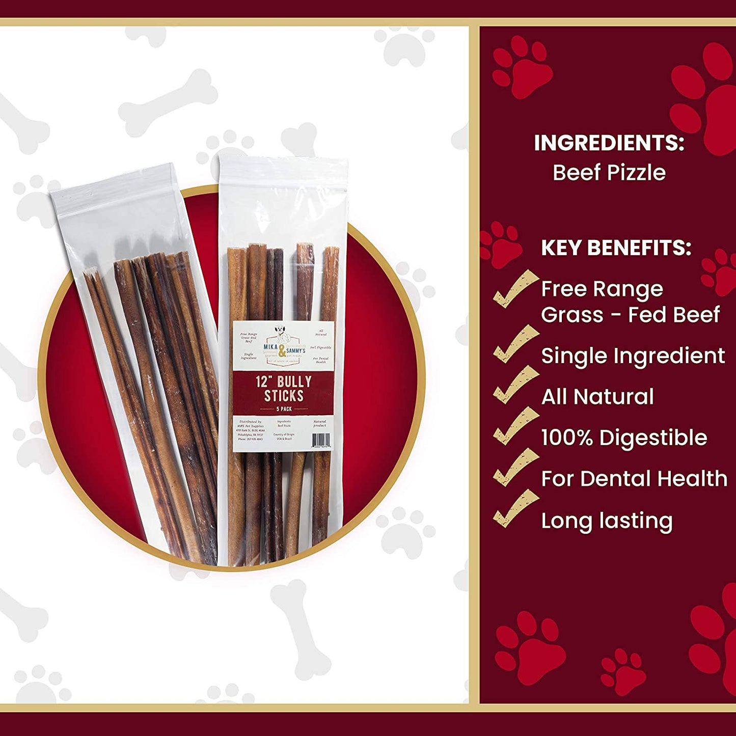 Mika and Sammy's Gourmet Pet Treats - Standard Bully Sticks Image
