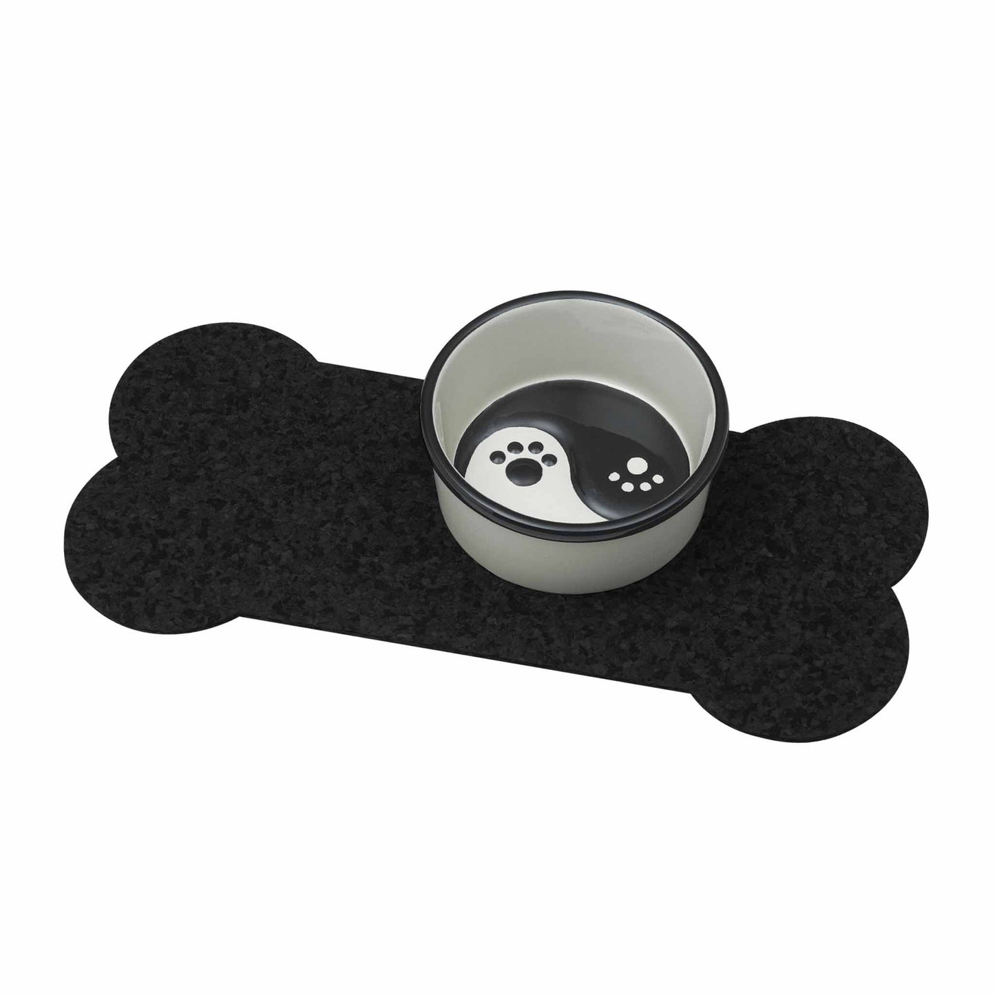Speckle and Spot by Ore’ Originals - Pet Placemat | Recycled Rubber Skinny Bone Black  Image