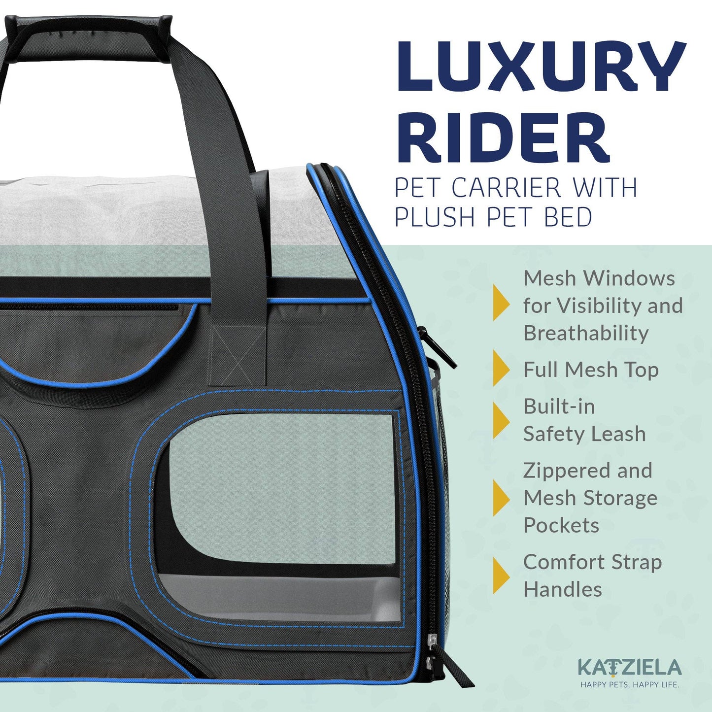 Luxury Rider Pet Carrier with Removable Wheels - 4 Colors: Black and Blue  Image