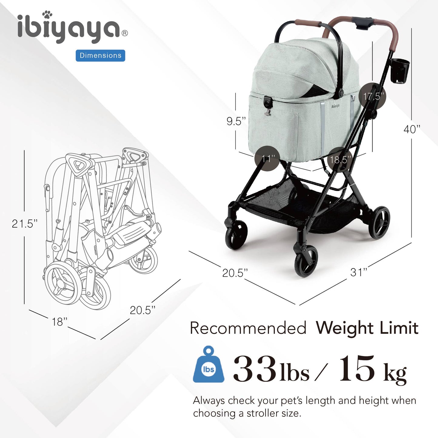 ibiyaya - Ibiyaya Tinker Small Detachable Pet Stroller Image