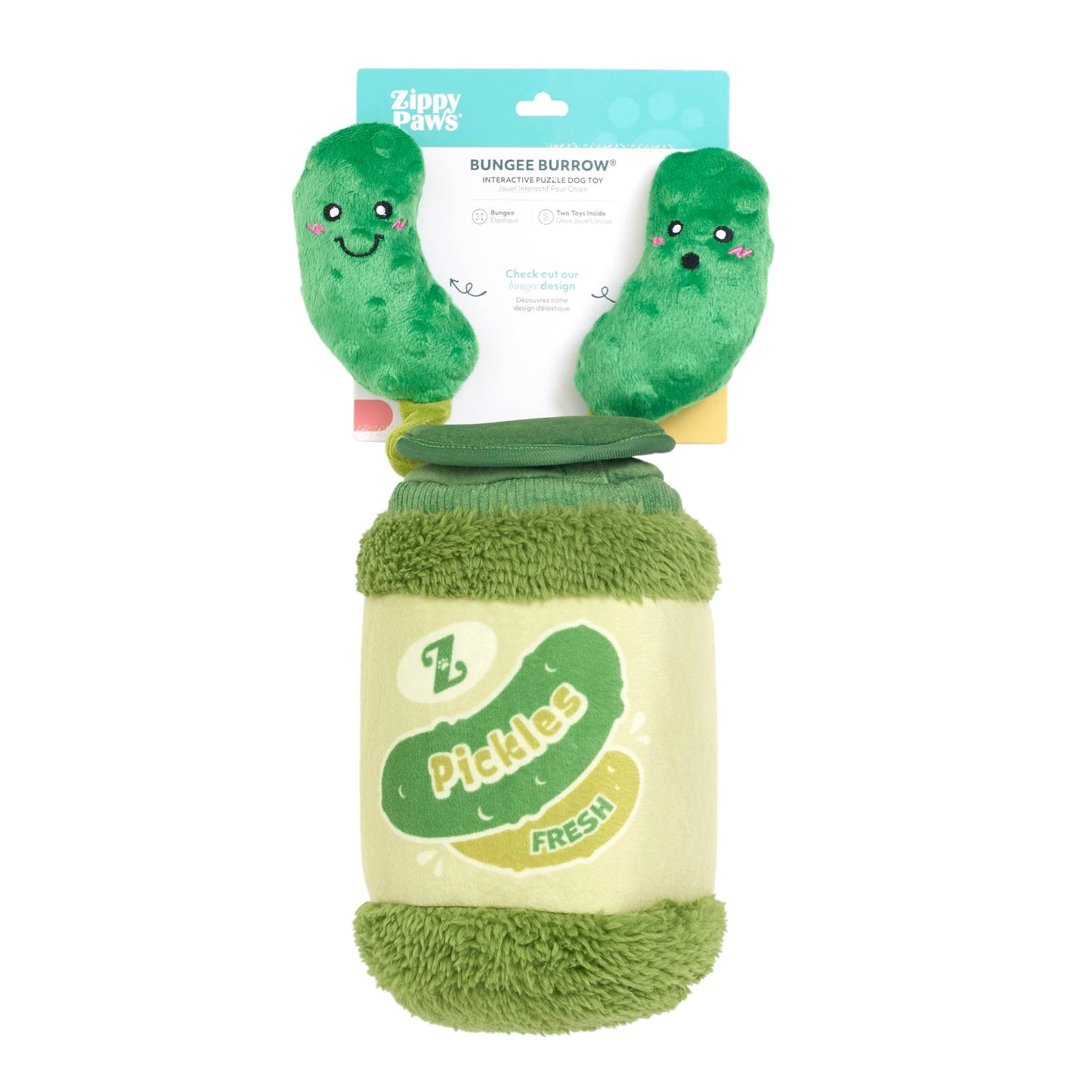 ZippyPaws Bungee Burrow Pickle Jar Plush Dog Toy Image