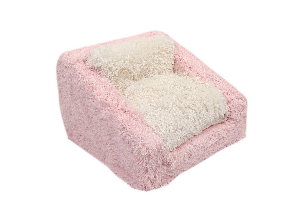Light Pink & Cream Shag Sofa Bed: Small Small Image