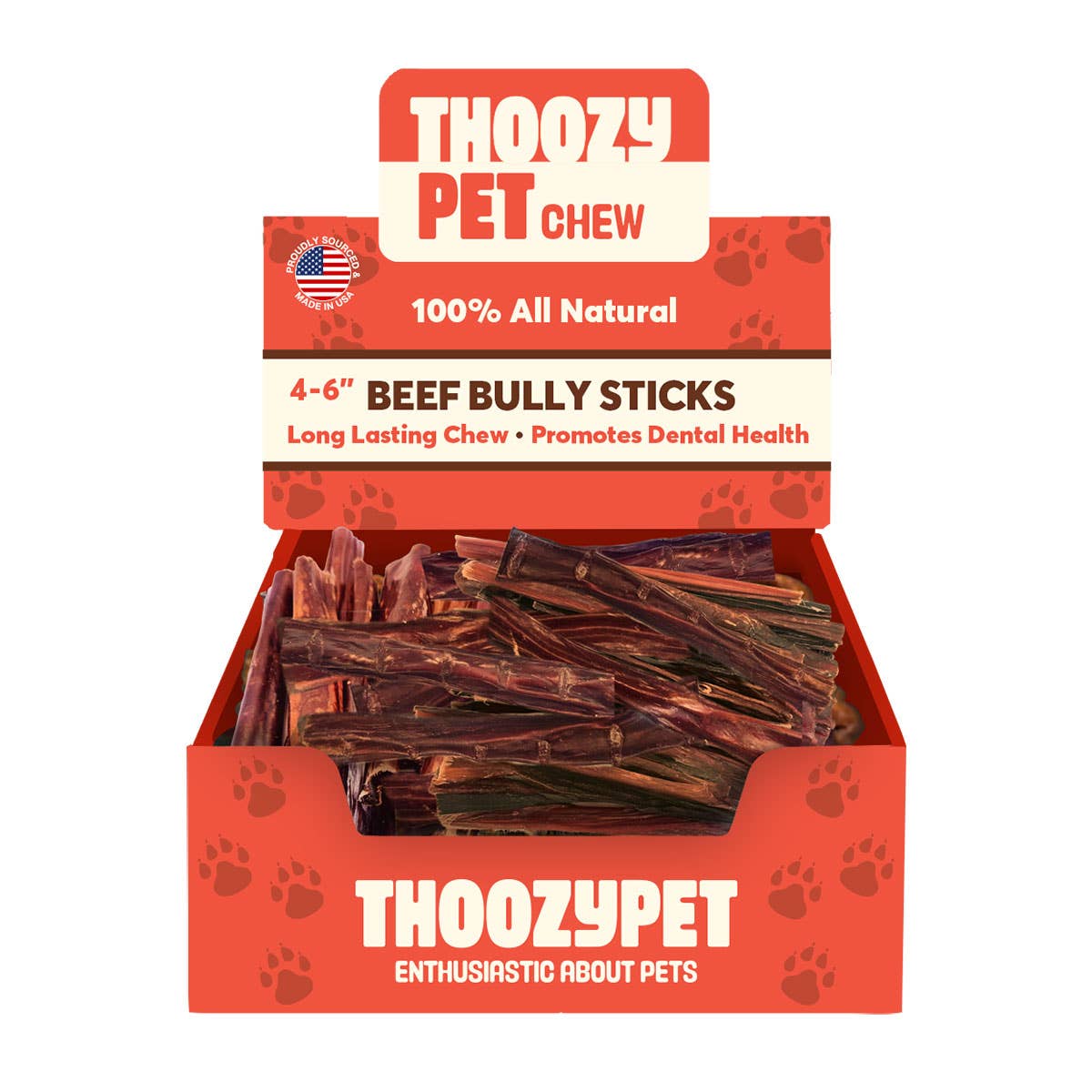 Pet Palette Distribution - ThoozyPet USA-Sourced Beef Bully Stick Dog Chews 4-6" 50ct Image