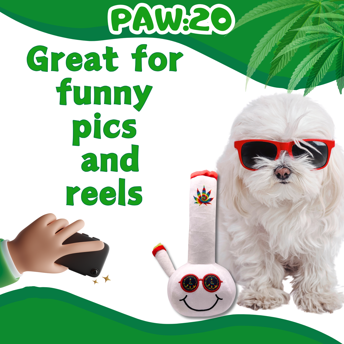 PAW:20 - Billie Bong, Parody Plush Squeaker 420 Dog Toy Image