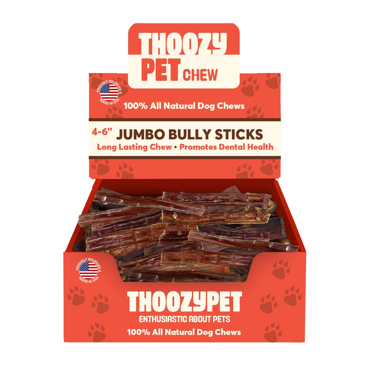 Pet Palette Distribution - ThoozyPet USA-Sourced Jumbo Beef Bully Stick Dog Chews 4-6" Image