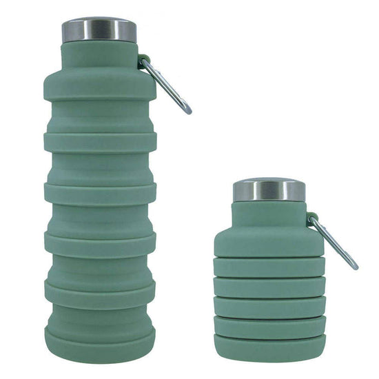 Load image into Gallery viewer, Tilley + Me - Collapsible Water Bottle with Clip Green Image
