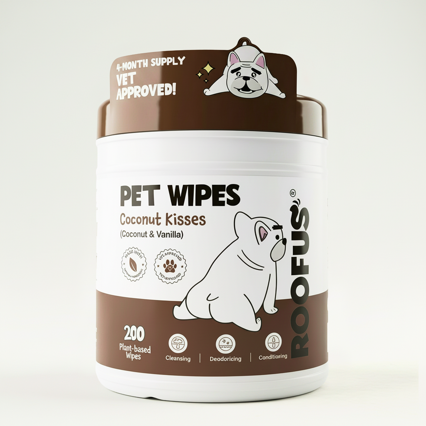 Roofus - Refreshing Pet Wipes | Coconut Kisses | 200 XL Wipes Image