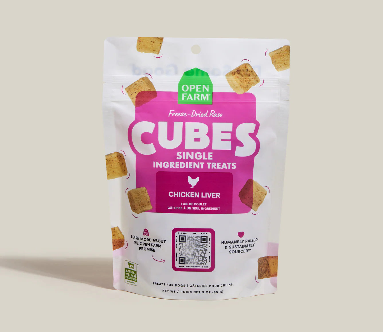 Open Farm "Cubes" Freeze Dried Raw Liver Treats Chicken liver 3 Oz. Image