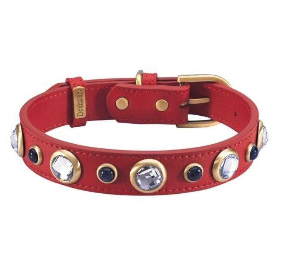 Dosha Diamond Dog Collar Red w/ Sodalite Gems Image