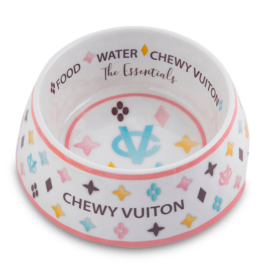 Load image into Gallery viewer, Haute Diggity Dog - White Chewy Vuiton Dog Bowl - 3 Sizes!!  Image
