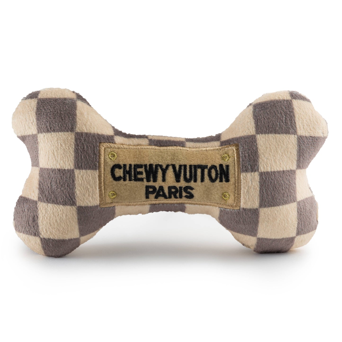 Load image into Gallery viewer, Haute Diggity Dog - Checker Chewy Vuiton Bones Squeaker Dog Toy: Large  Image
