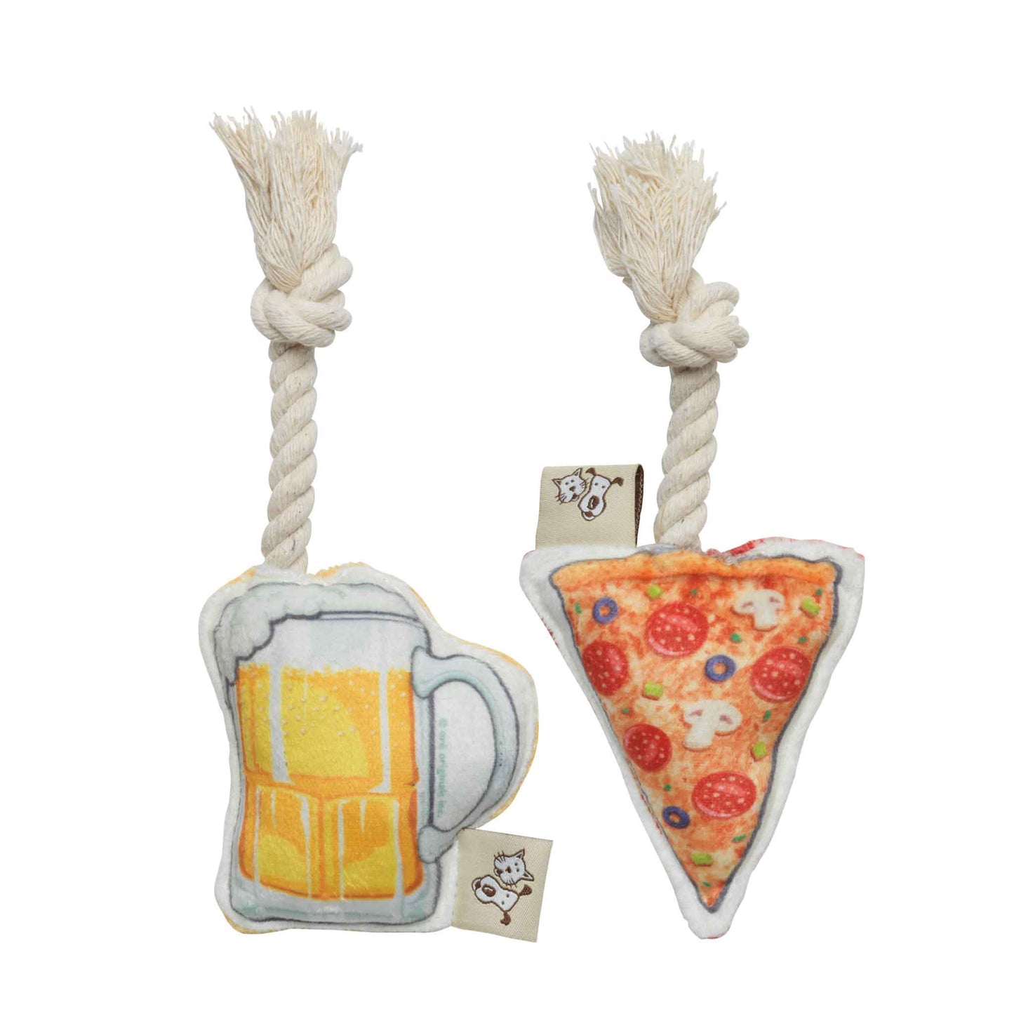 Pizza & Beer Mini Dog Toy Set  Image