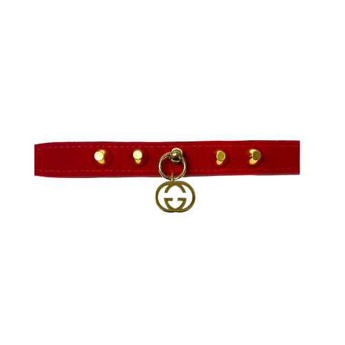 Grrrci Red Velvet Studded Collar  Image