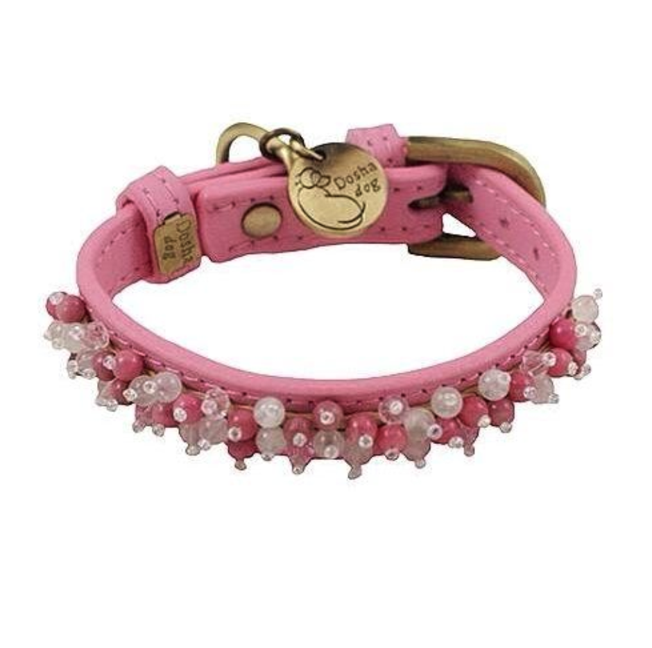 Load image into Gallery viewer, Dosha Dog - Mini Beaded Collar/Leash - Dark Pink, Quartz  Image
