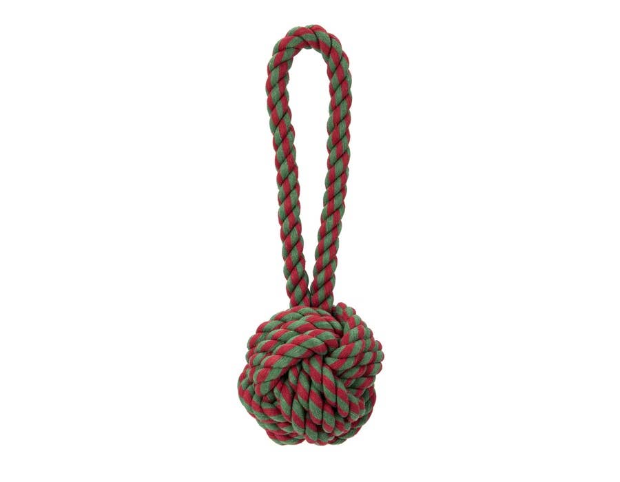 Jax & Bones Knot Rope Dog Toy Red & Green 5”  Image