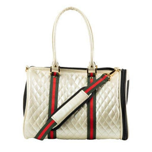 
            
                Load image into Gallery viewer, Petote - Duffel - Ivory Quilted with Stripe  Image
            
        