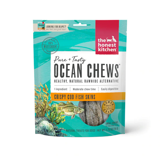 Load image into Gallery viewer, The Honest Kitchen Ocean Chews Fish Skin Beams Treats Crispy Cod Image
