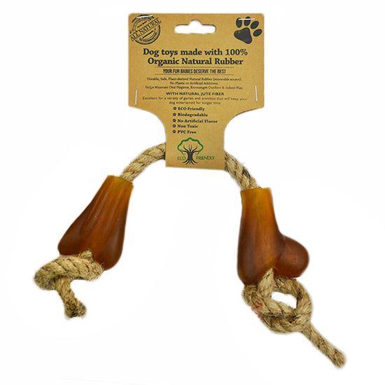 Indipets Natural Rubber Bone with Jute Rope Toy  Image