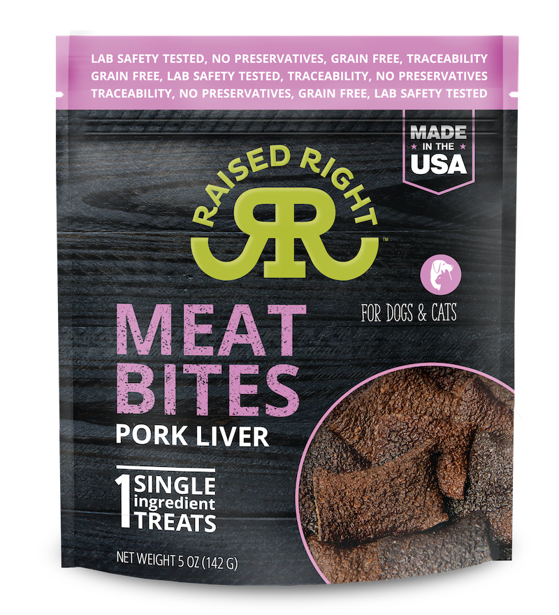 Load image into Gallery viewer, Raised Right  Meat Bites, Single Ingredient Liver Treats for Dogs &amp;amp; Cats - 5 oz. Bag Pork Liver Image

