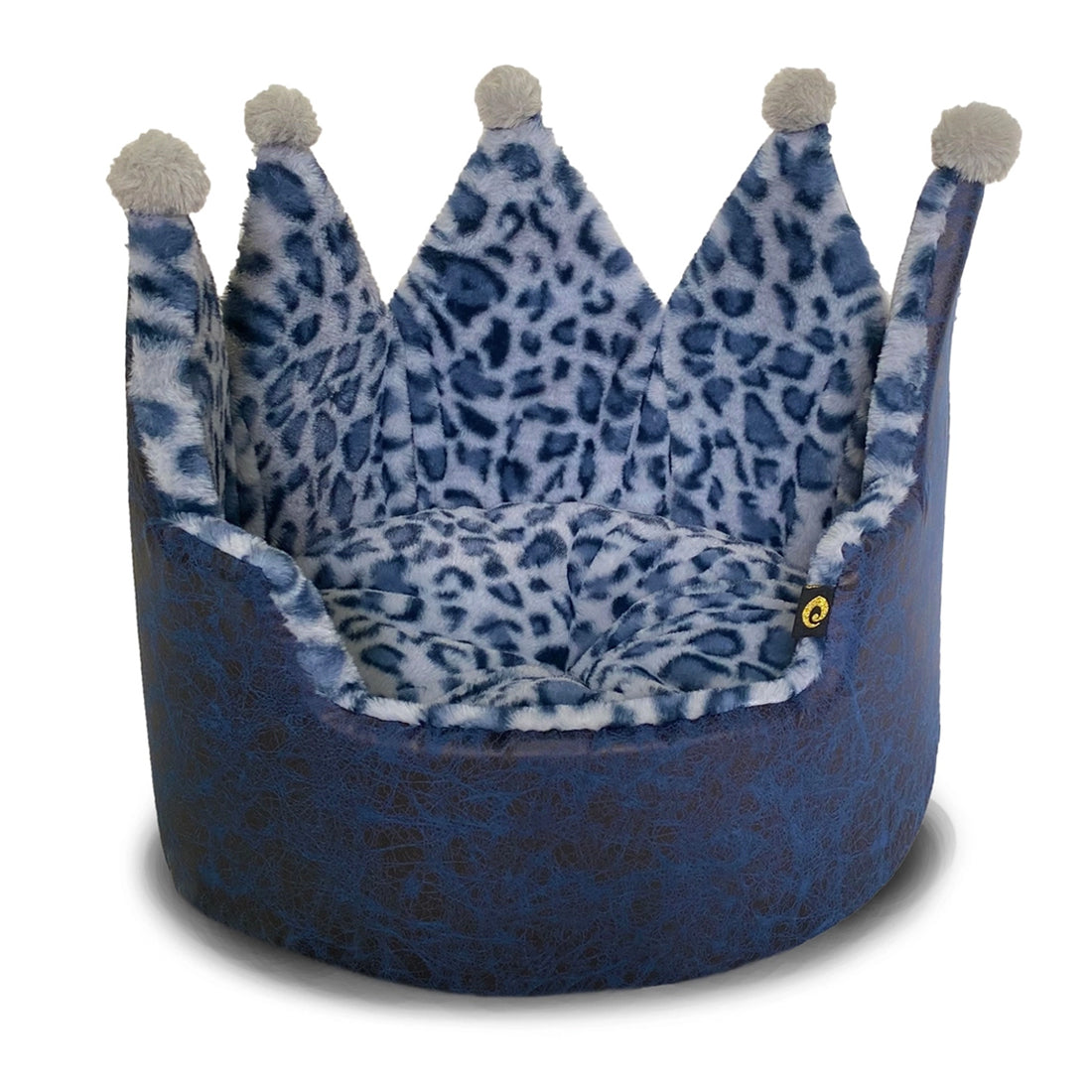 Load image into Gallery viewer, Precious Tails Leopard Print Crown Beds Navy Image
