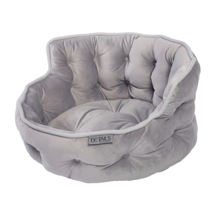 Precious Tails Ultra Plush Mini Tufted Velvet Round Cuddler Beds Grey Image