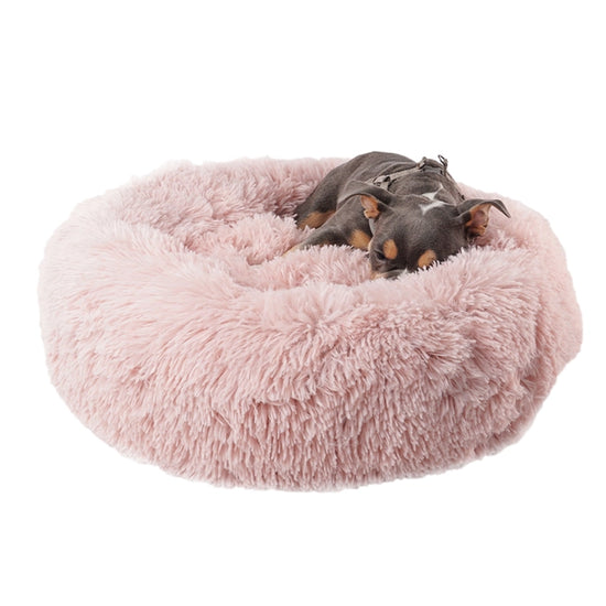 Precious Tails Super Lux Shaggy Fur Bolstered Donut Beds Pink Image