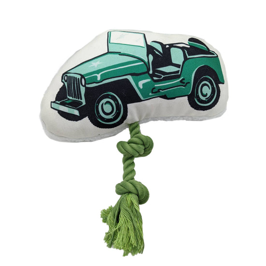 Load image into Gallery viewer, Retro Army Plush Dog Toys Jeep Image
