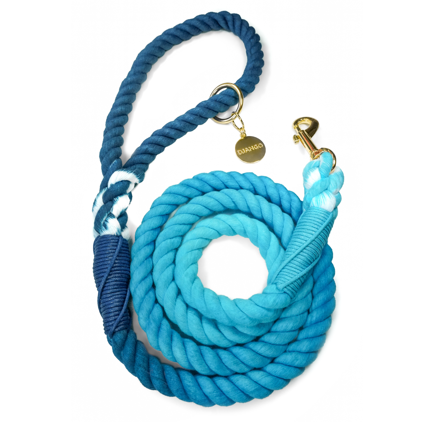 DJANGO - Cotton Rope Dog Leash - Pacific Blue Ombré  Image