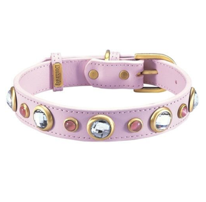 Dosha Dog - Diamond Dog Collar/Leash - Pink, Rhinestones, Pink Cat Eye  Image