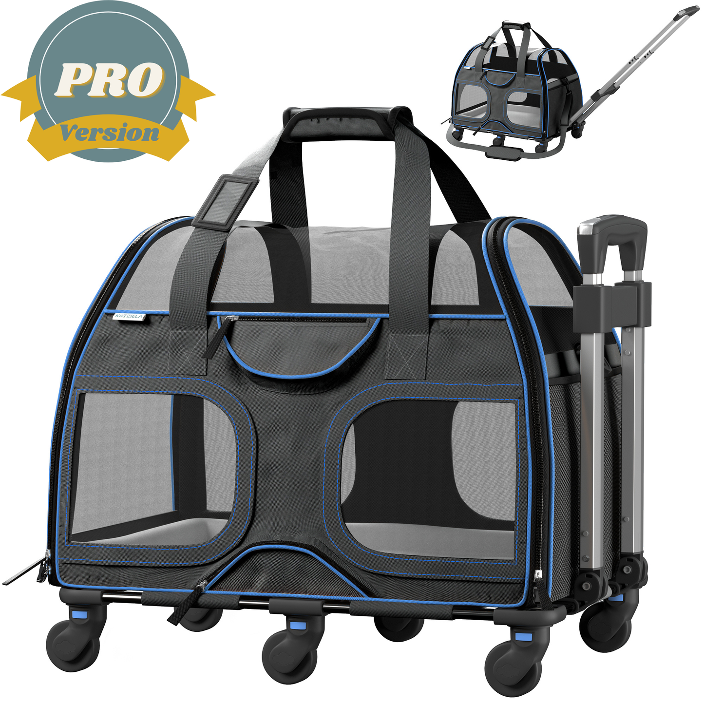 Luxury Rider Pet Carrier with Removable Wheels - 4 Colors: Black and Blue  Image