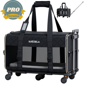 Katziela - Katziela® Quilted Chariot PRO Pet Carrier With Removable Wheels and Double Telescopic Handle  Image
