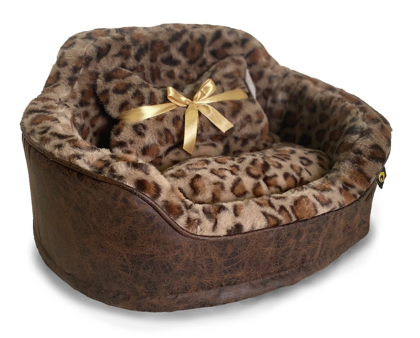 Precious Tails Princess Beds with Bone Pillow Leopard Image