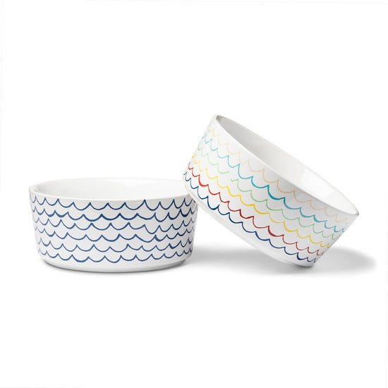 Load image into Gallery viewer, Waggo Sketched Wave Ceramic Dog Bowls  Image
